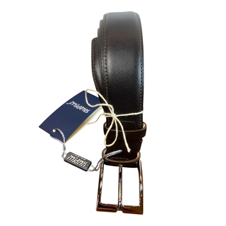 CINTURA SAFFIANO VERA PELLE MARRONE