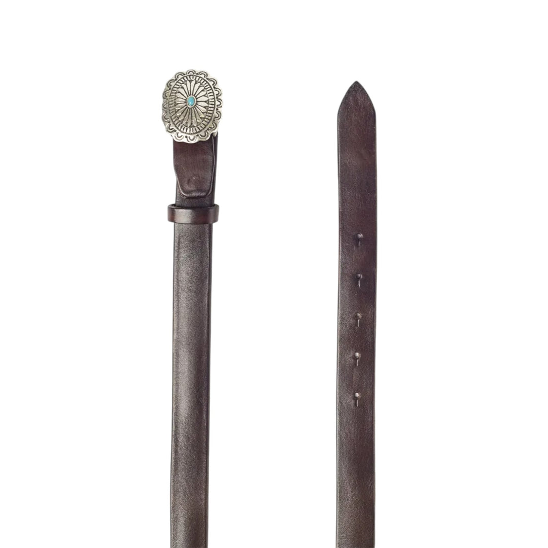 BRUNT BÆLTE I ÆGTE LÆDER MED SPÆNDE