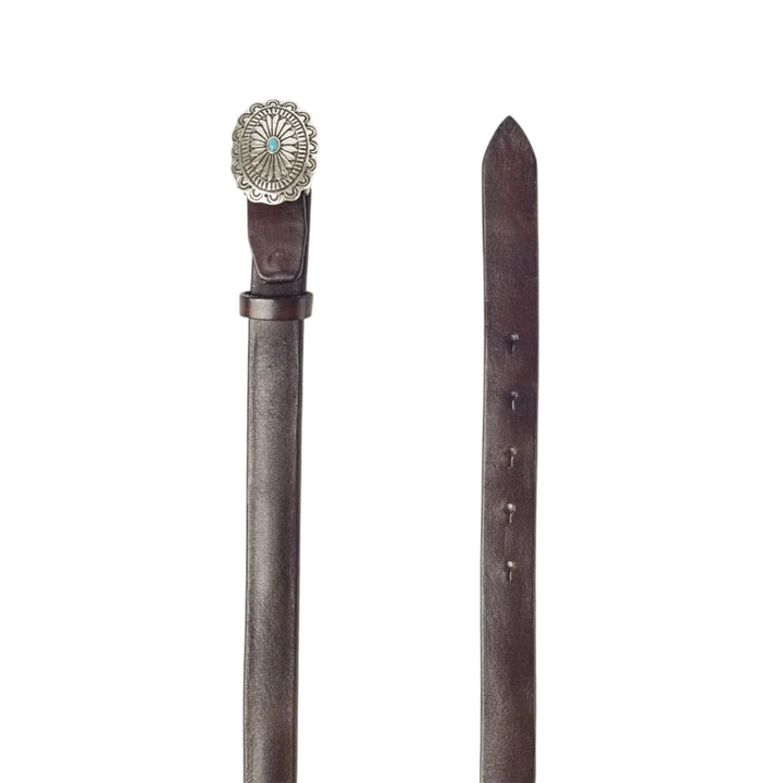 BRUNT BÆLTE I ÆGTE LÆDER MED SPÆNDE