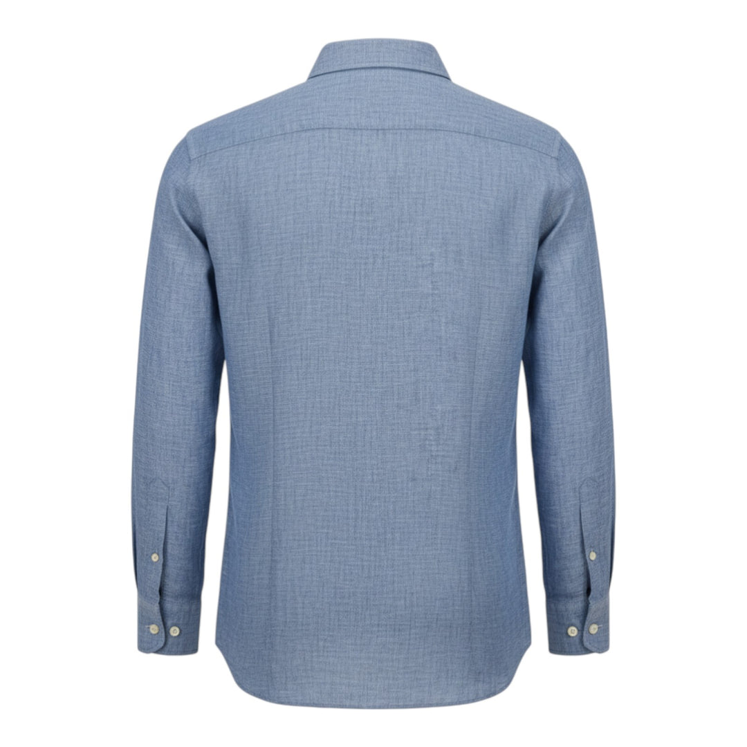Langærmet Skjorte Custom Fit 100% Hør Vasket Blå