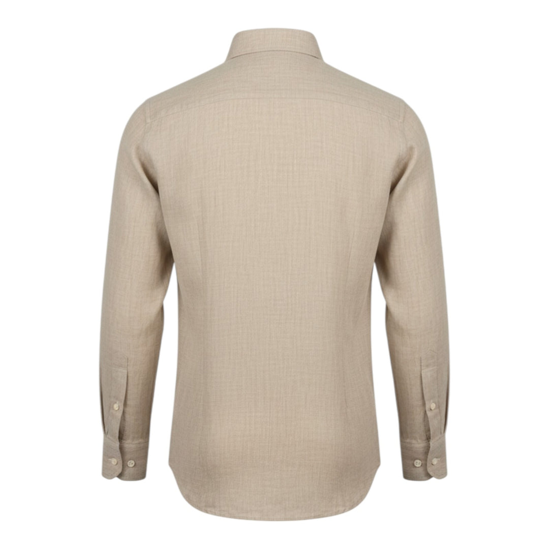 Langærmet Skjorte Custom Fit 100% Hør Hasselnød Washed