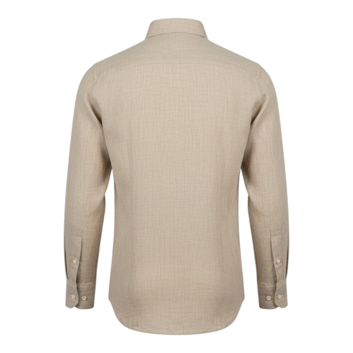 Langærmet Skjorte Custom Fit 100% Hør Hasselnød Washed