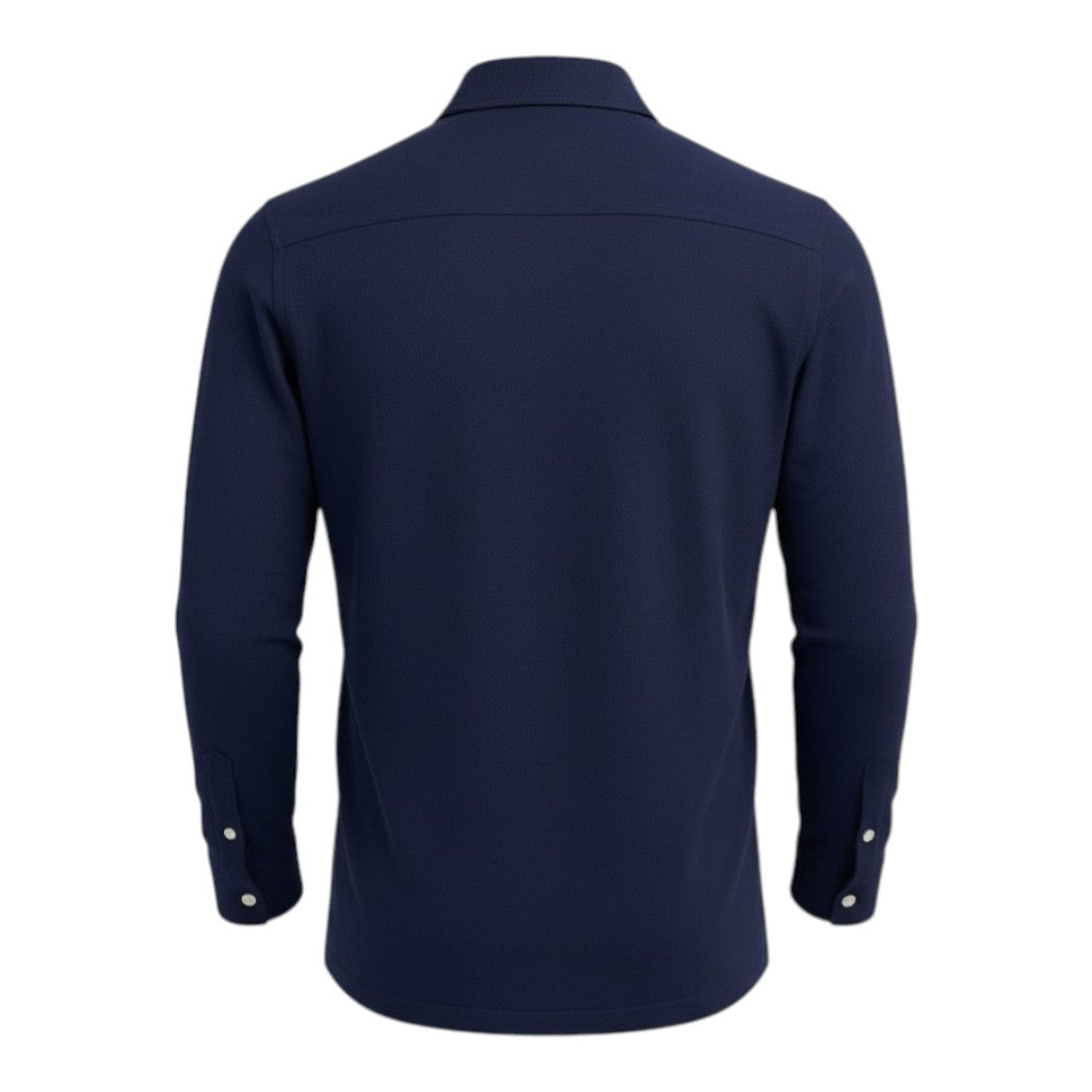Langærmet Oxford Polo Skjorte Custom Fit Blå Bomuld