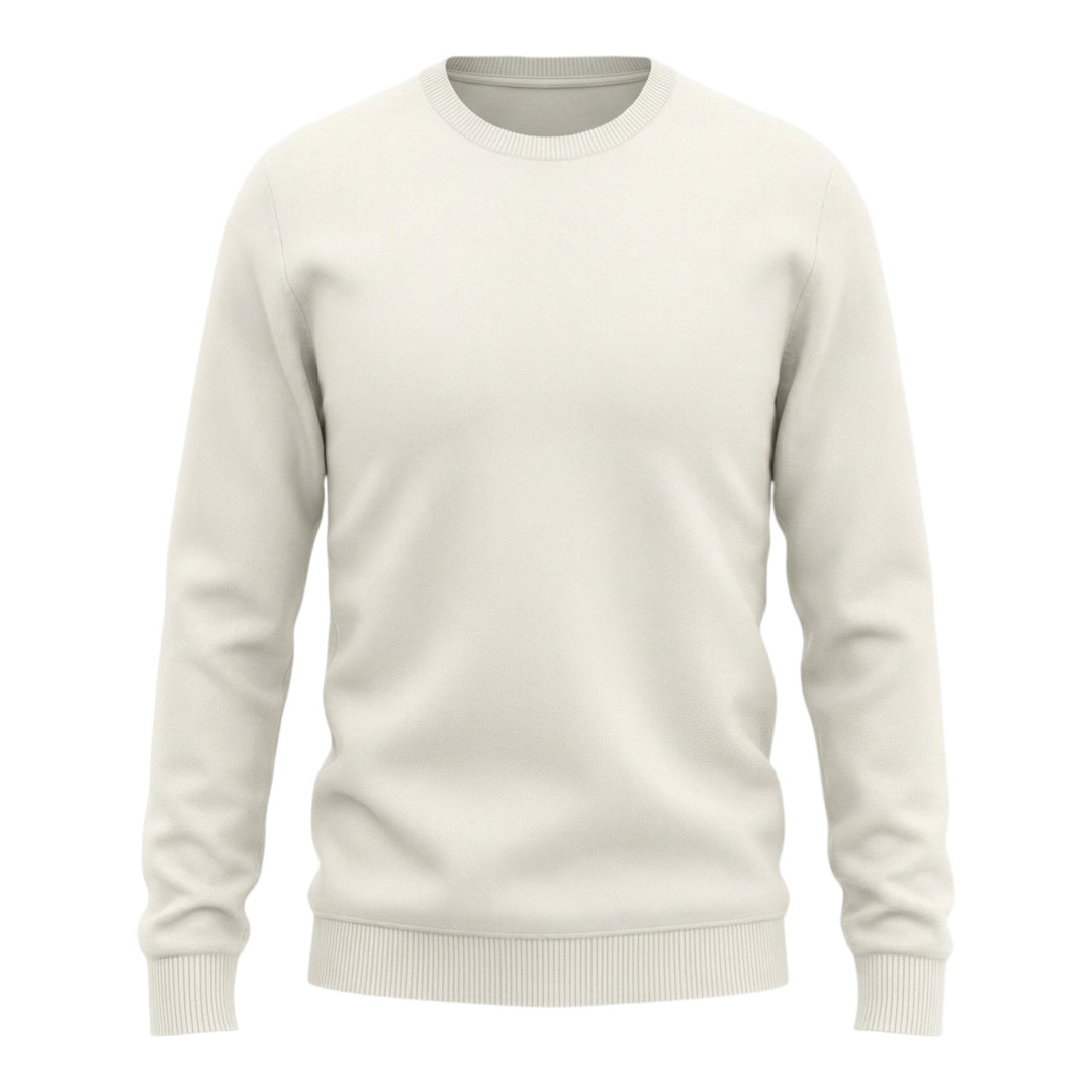 Langærmet crewneck i kæmmet bomuld perlehvid