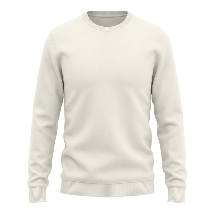 Langærmet crewneck i kæmmet bomuld perlehvid