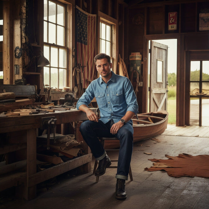 HEMP CHAMBRAY SHIRT CPO BLÅ