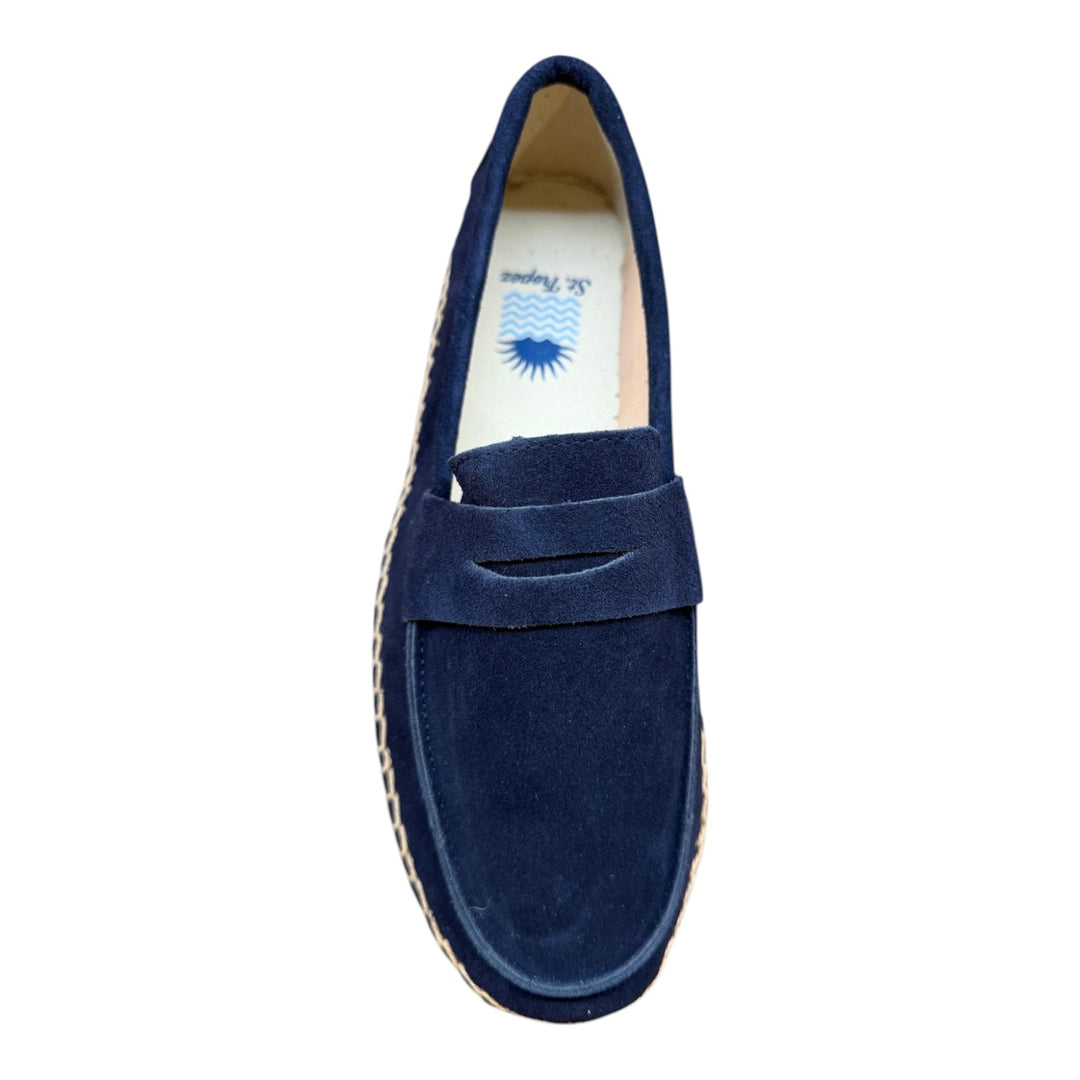 Loafers i ægte ruskind med gummisål navyblå