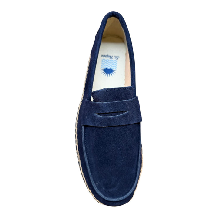 Loafers i ægte ruskind med gummisål navyblå