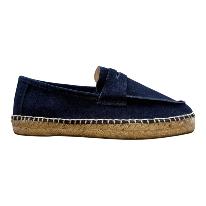 Loafers i ægte ruskind med gummisål navyblå