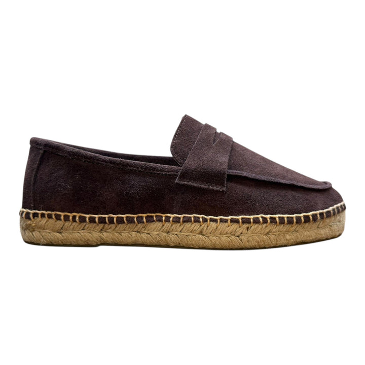 Loafers i ægte ruskind med gummisål - Mørkebrun