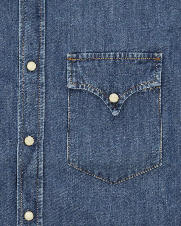 NTEX Westernskjorte i stonewashed denim