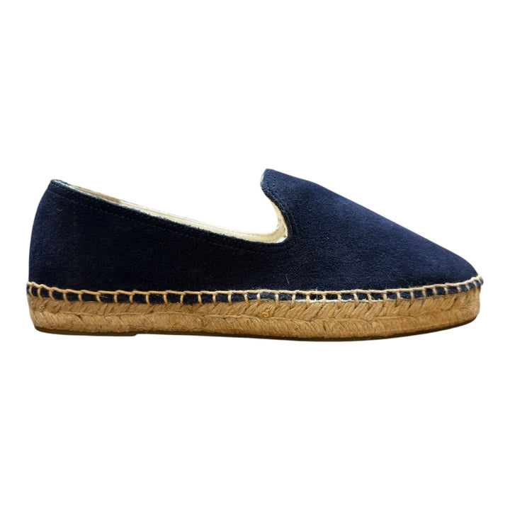Espadriller i ægte ruskind med gummisål - Navyblå