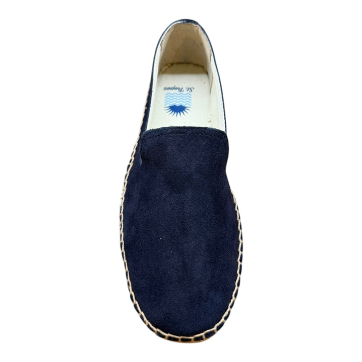 Espadriller i ægte ruskind med gummisål - Navyblå