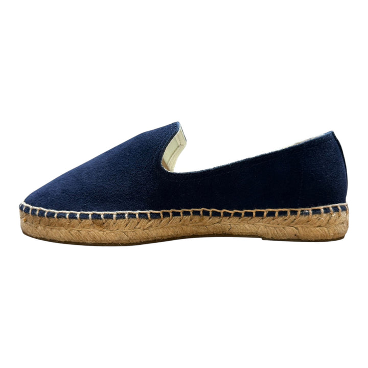 Espadriller i ægte ruskind med gummisål - Navyblå