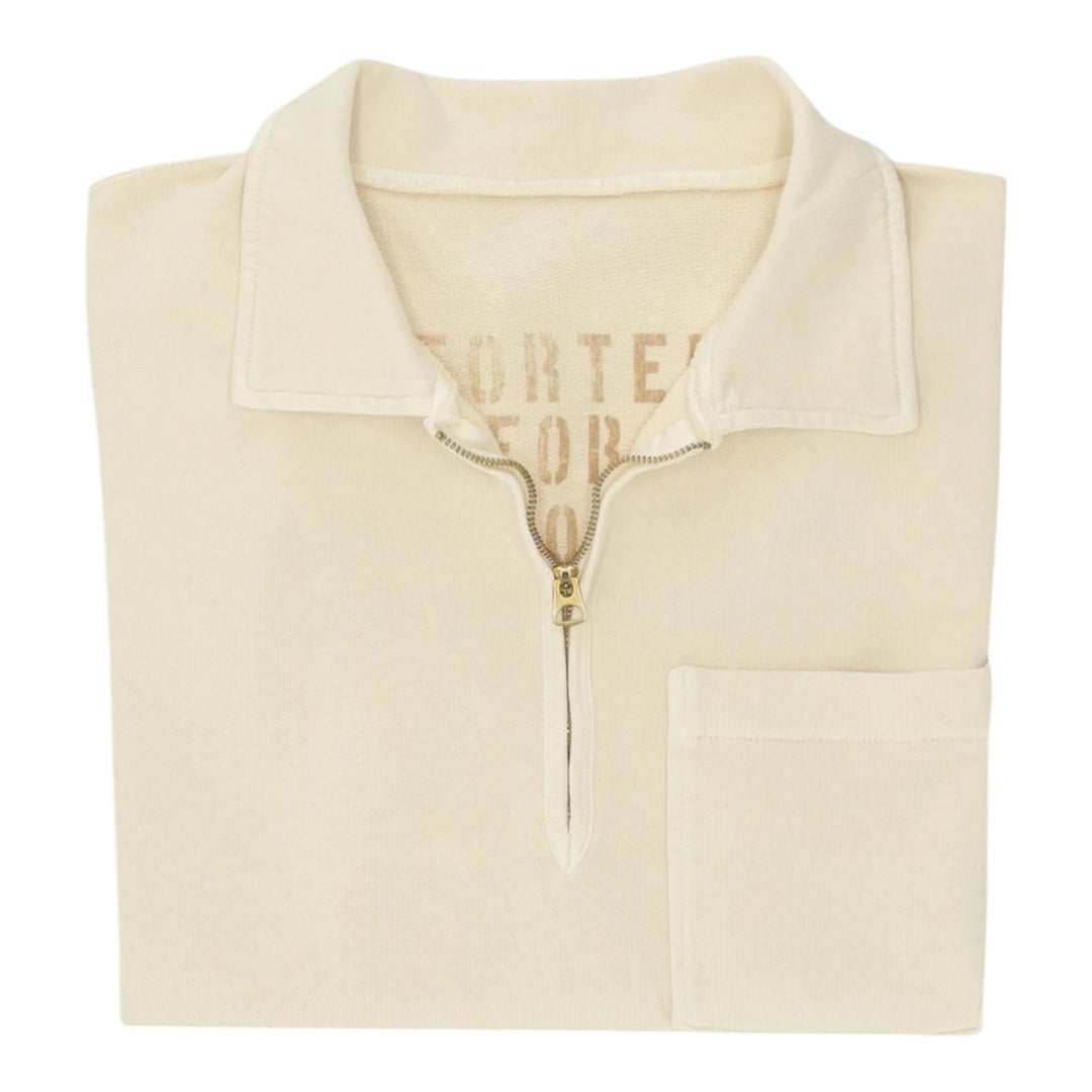Yale Sweatshirt i børstet jersey med krave og Zip Corda