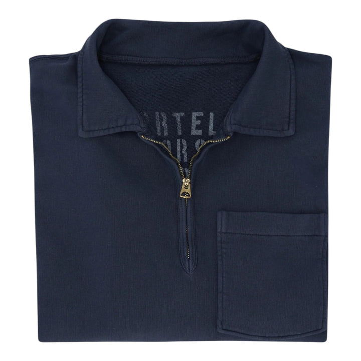 Yale Sweatshirt i børstet jersey med krave og lynlås Navy