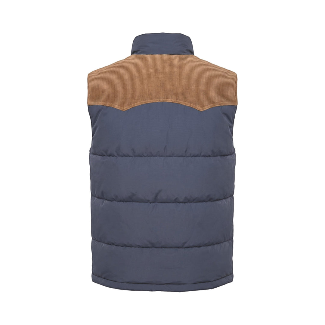Marc Vest Waxed gilet imbottito navy con sprone in velluto Bl'ker Vintage, vista posteriore
