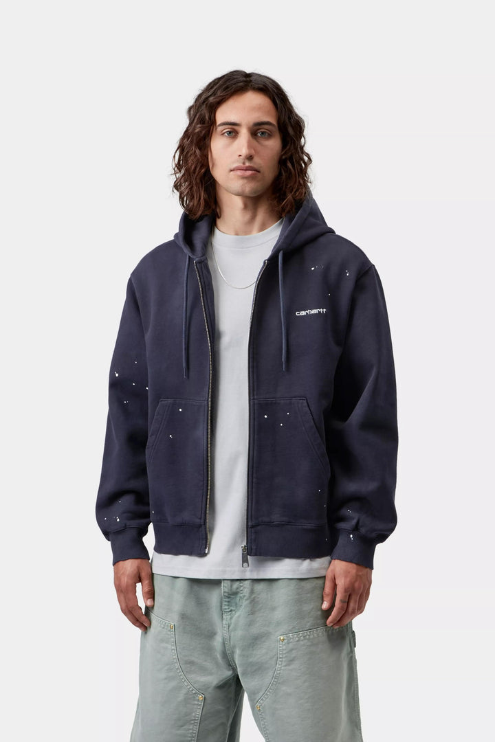 Carhartt Wip HOODED PAINTER JACKET DARK NAVY DESTROY WASH SPLATTER Blu - foto 3