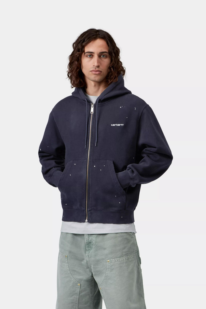 Carhartt Wip HOODED PAINTER JACKET DARK NAVY DESTROY WASH SPLATTER Blu - foto 5