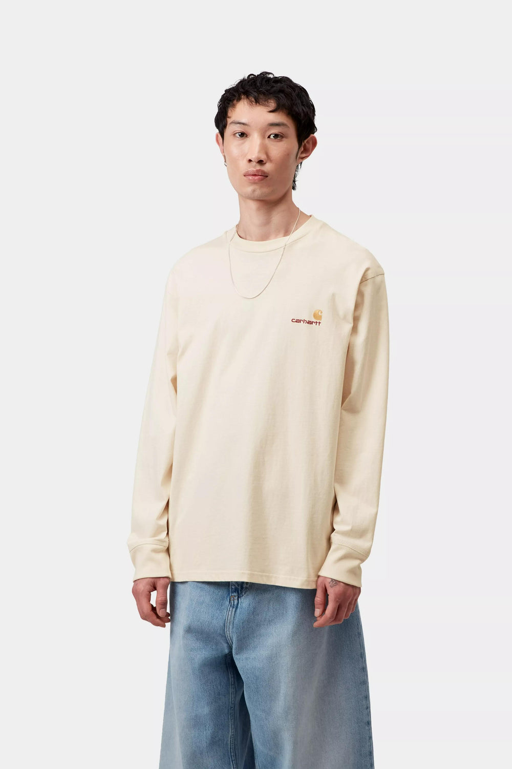 Carhartt Wip L/S AMERICAN SCRIPT T-SHIRT NATURAL Beige - foto 4