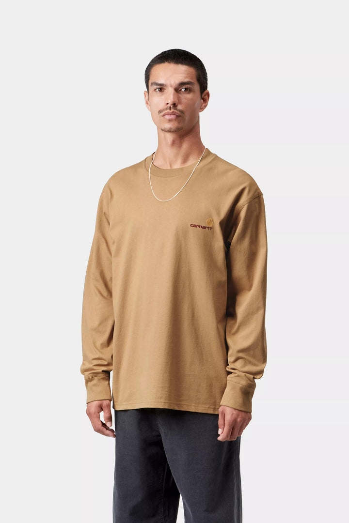 Carhartt Wip L/S AMERICAN SCRIPT T-SHIRT WIP DUSTY H Beige - foto 4
