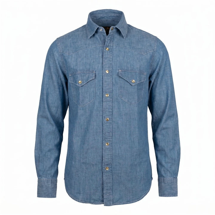Chesapeake's WESTERN HEMP CHAMBRAY SHIRT FLAGSTAFF BLEACH Blu - foto 1