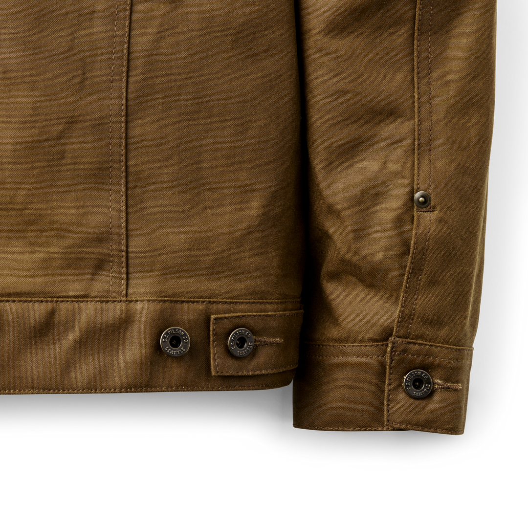 Filson Tin Cloth Short Lined Cruiser Jacket Dark Tan Marrone - foto 7
