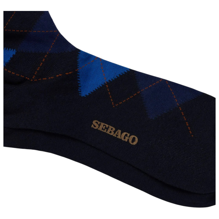 BOMULDSSOKKER MED ROMBEMØNSTER BLÅ-LYSEBLÅ