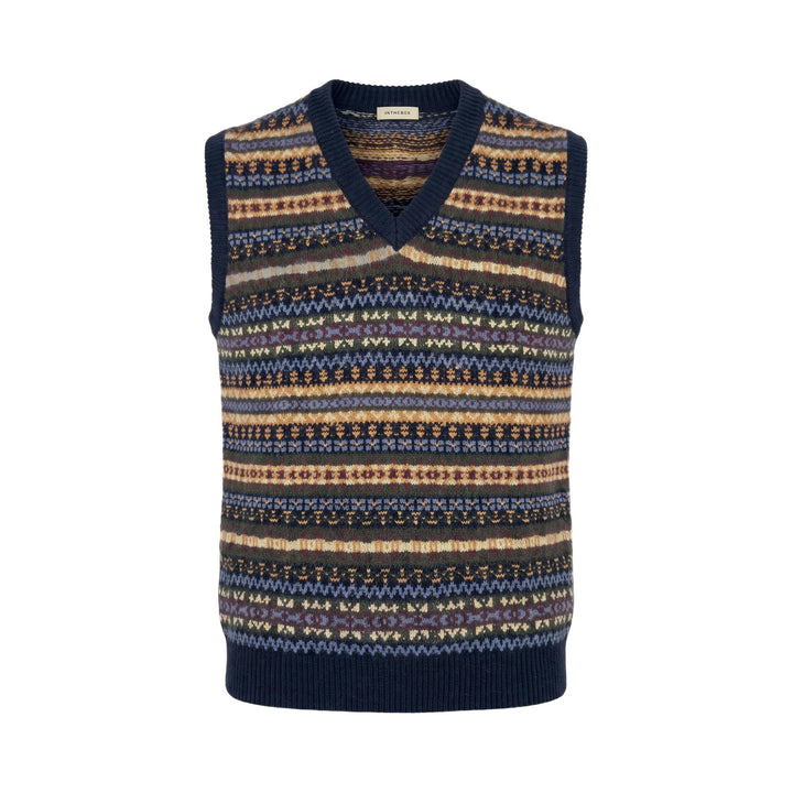 Gilet Jacquard Blu Multicolor In The Box, vista frontale