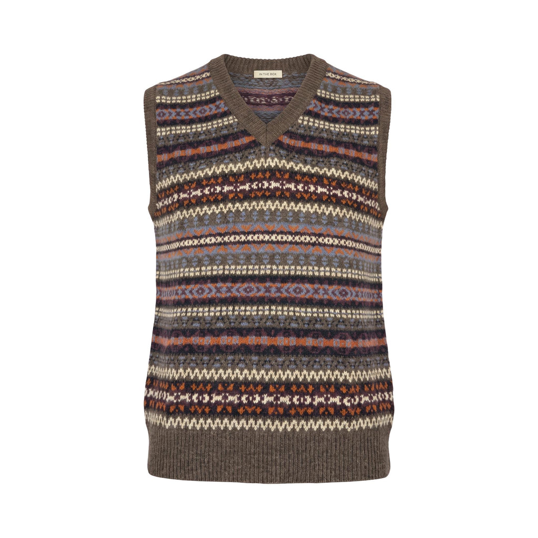 Gilet Jacquard Marrone/Multicolor In The Box, vista frontale