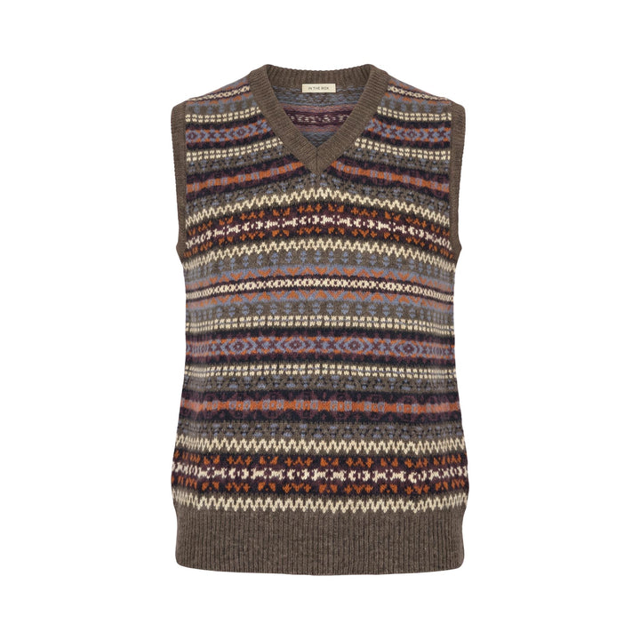 Gilet Jacquard Marrone/Multicolor In The Box, vista frontale