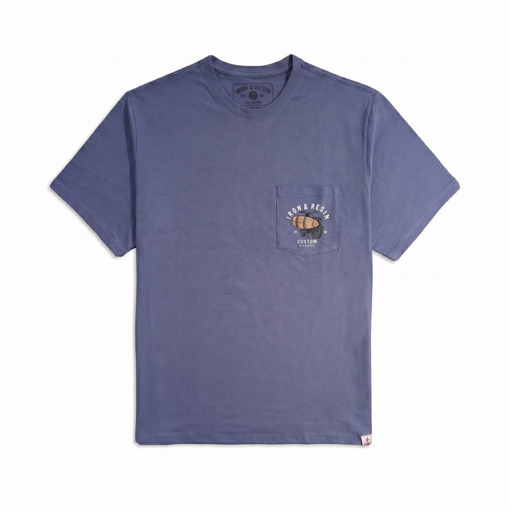 Iron and Resin CUSTOM GARAGE POCKET TEE SKY BLUE Blu - foto 2