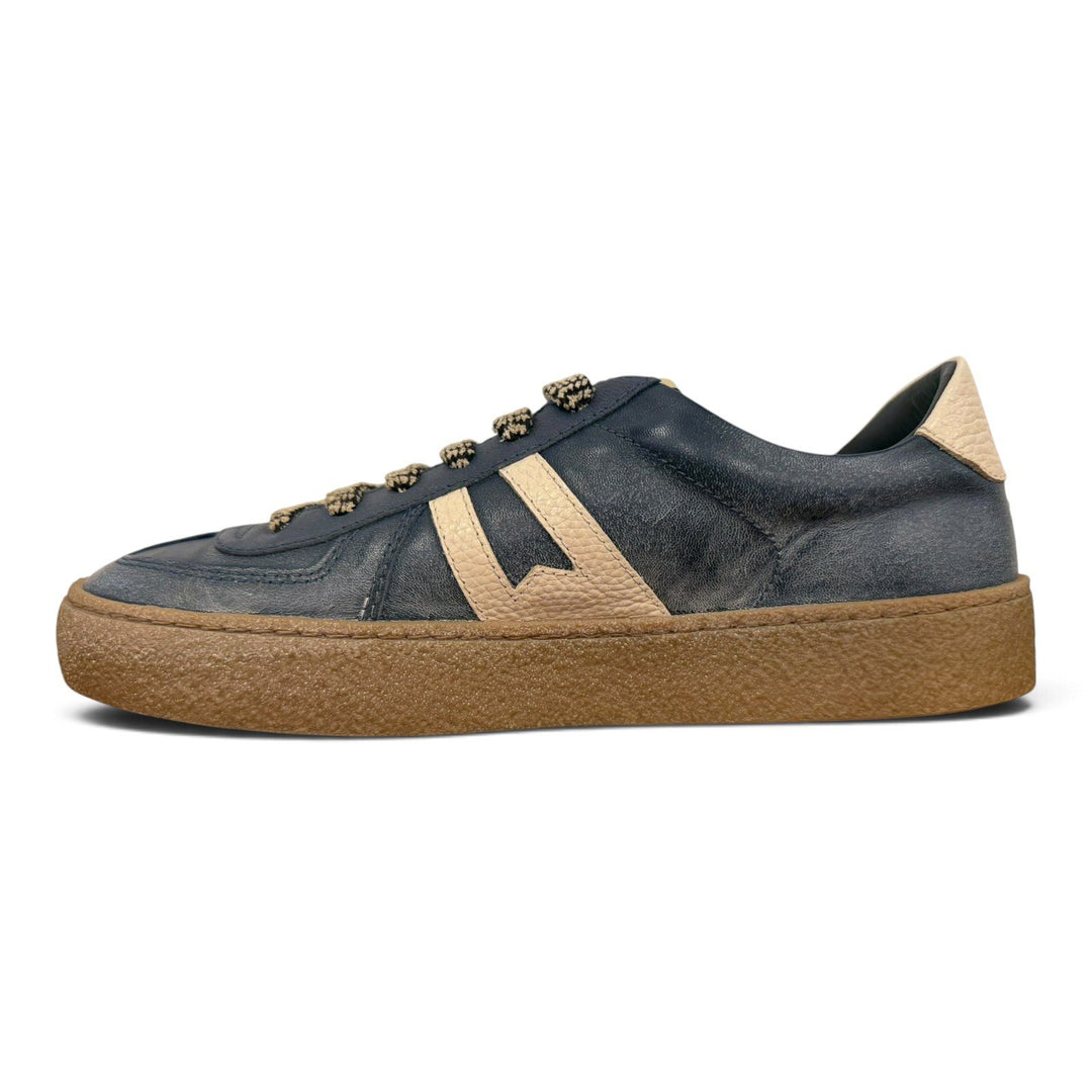 Kazan sneakers in vera pelle blu Moma