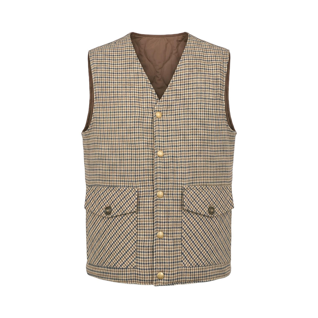 Overiver GILET REVERSIBILE RIFFS MARRONE/PIED DE POULE Marrone - foto 2