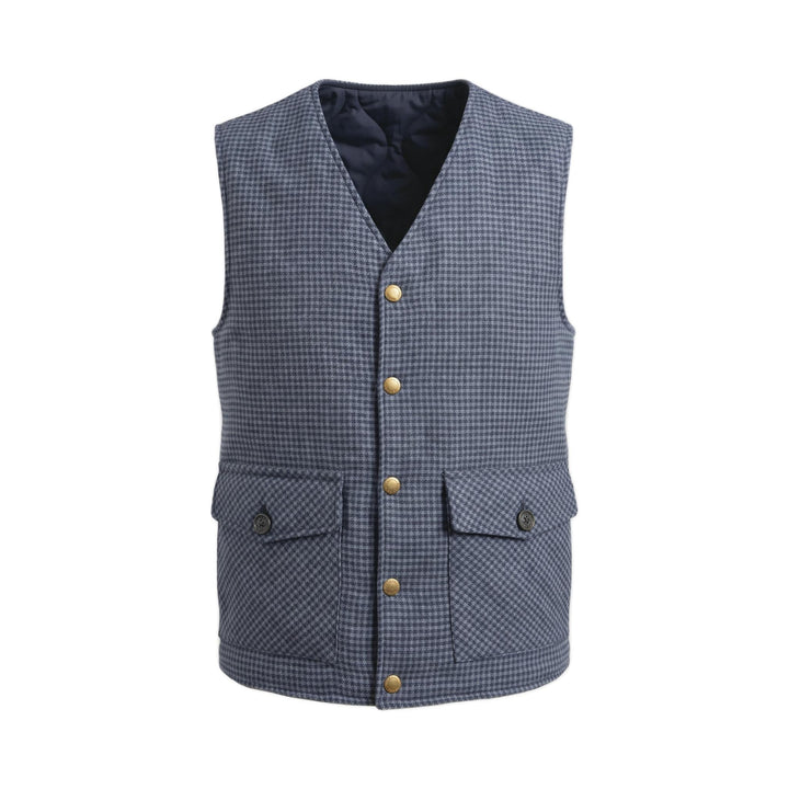 Overiwer GILET REVERSIBILE RIFFS NAVY/PIED DE POULE Blu - foto 2