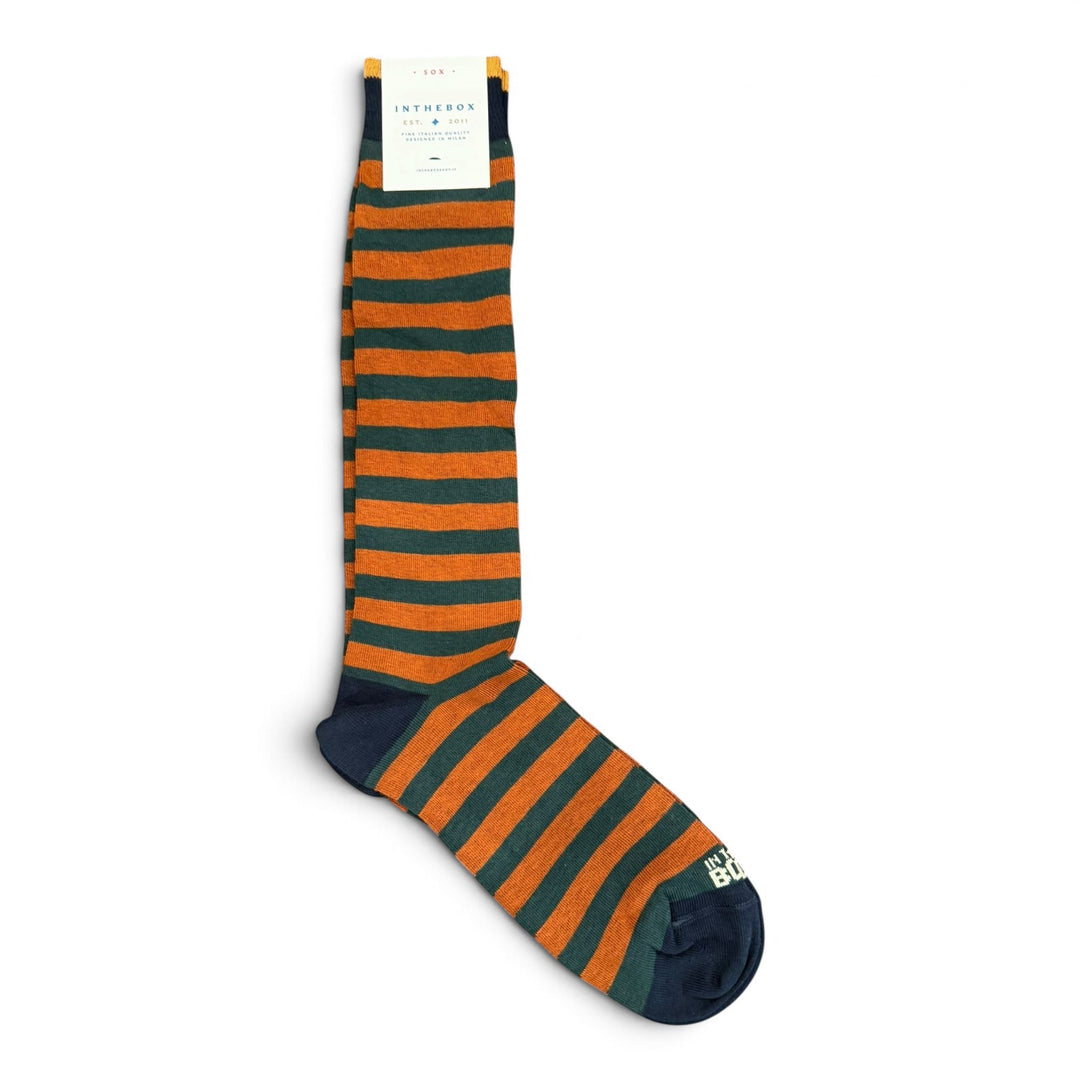 Strømper Stripe Rugby Mørk Orange/Grøn