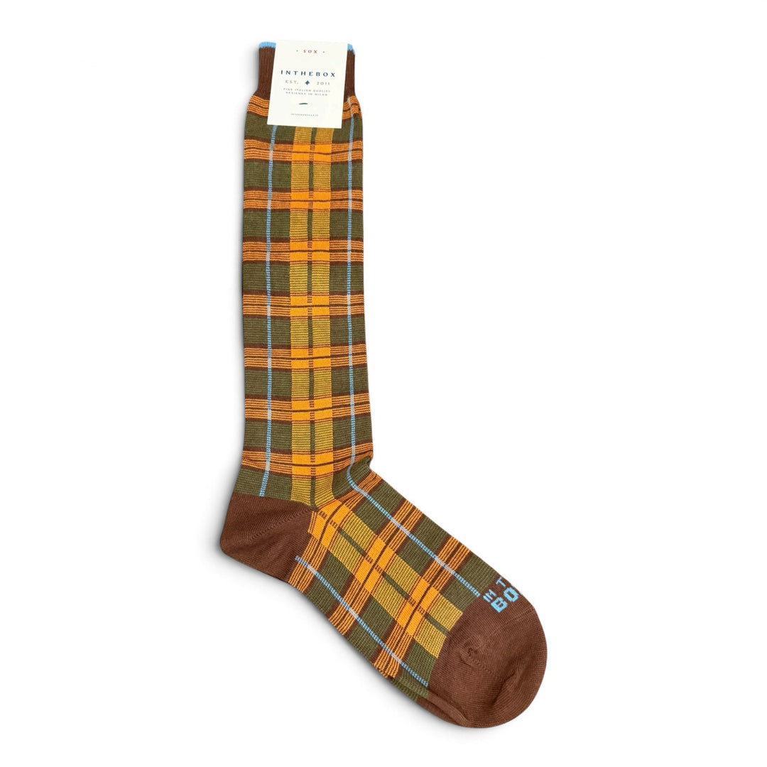 Strømper Tartan Militærgrøn/Kamel