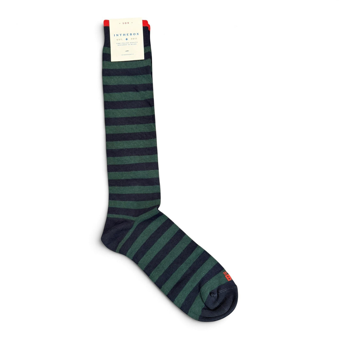 Strømper Stripe Rugby Blå/Mørkegrøn