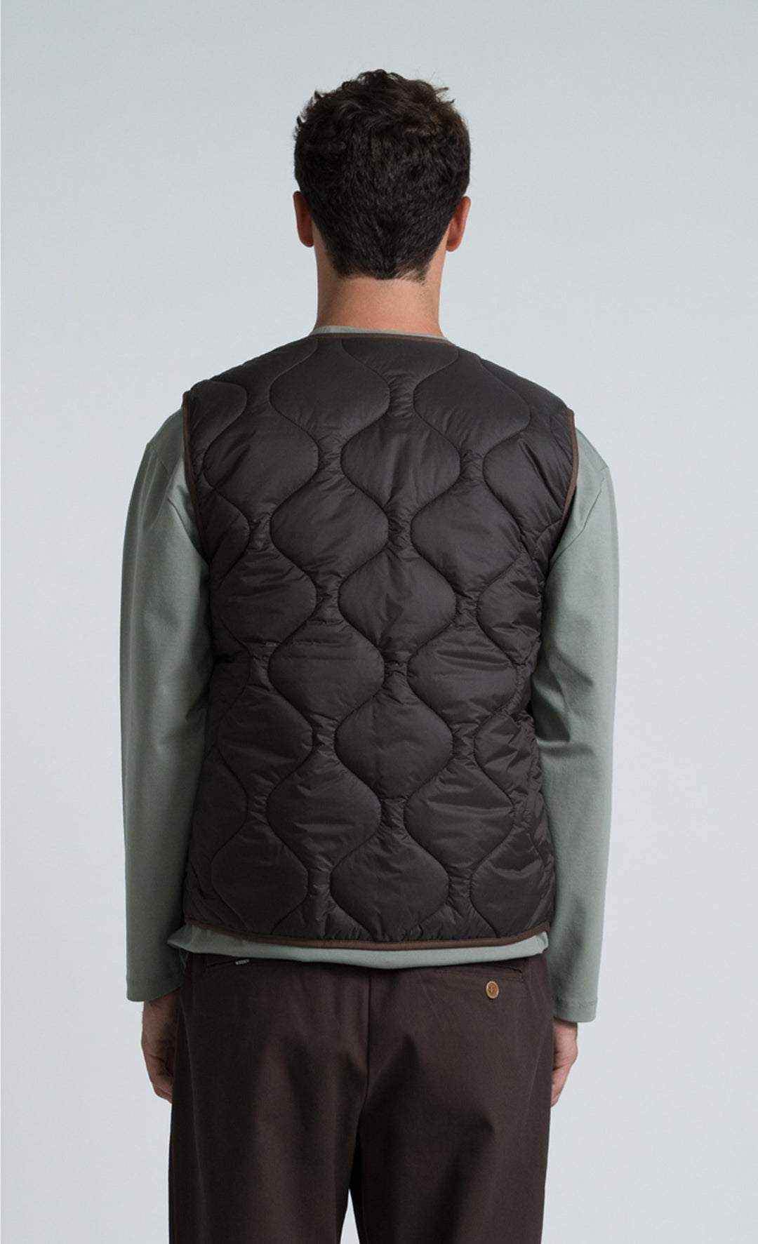 Wooden Gilet Rail Zip Moro Marrone - foto 6